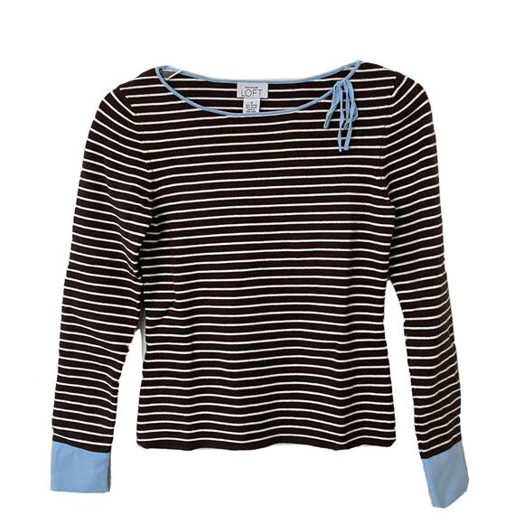 Ann Taylor LOFT Sweaters - LOFT Women's Sweater Sz S Striped Brown,‎ White, Blue